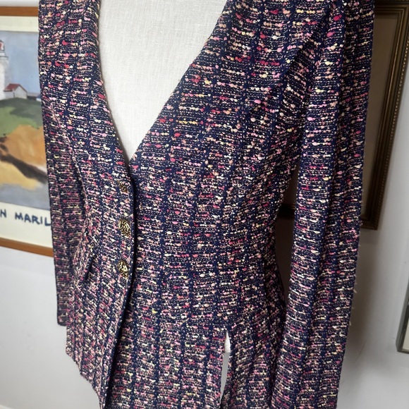 St. John Blue and Pink Tweed Blazer - Picture 12 of 13